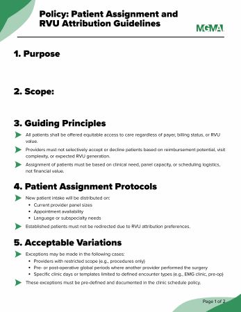 Patient Assignment and RVU Attribution Policy Template