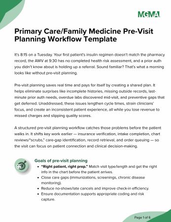 Primary Care/Family Medicine Pre-Visit Planning Workflow Template